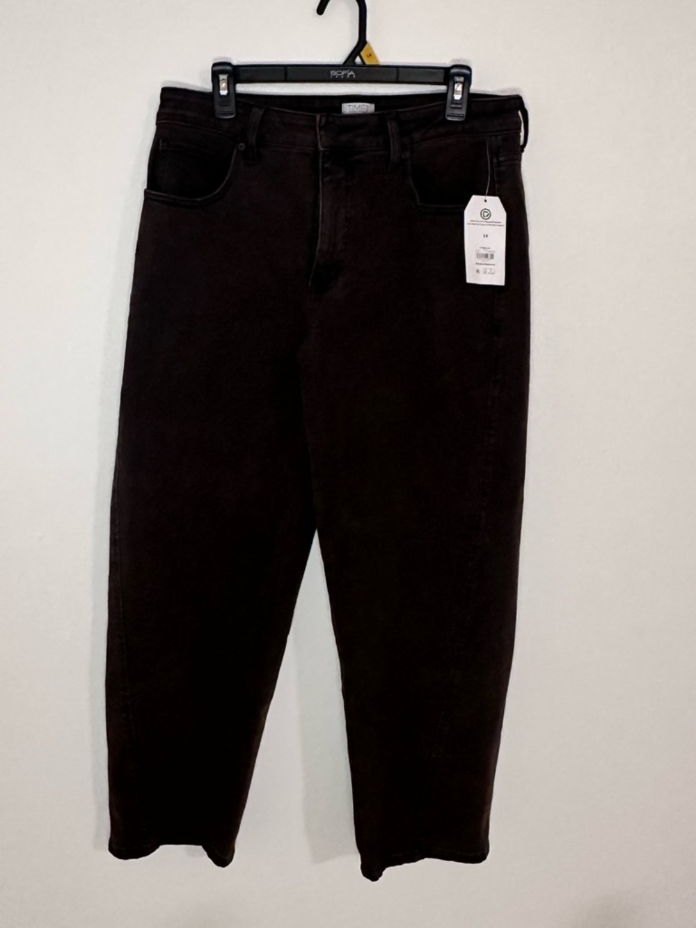 NWT Women’s Time and True Brown High Rise Barrel Jeans Size 14 Inseam 28”